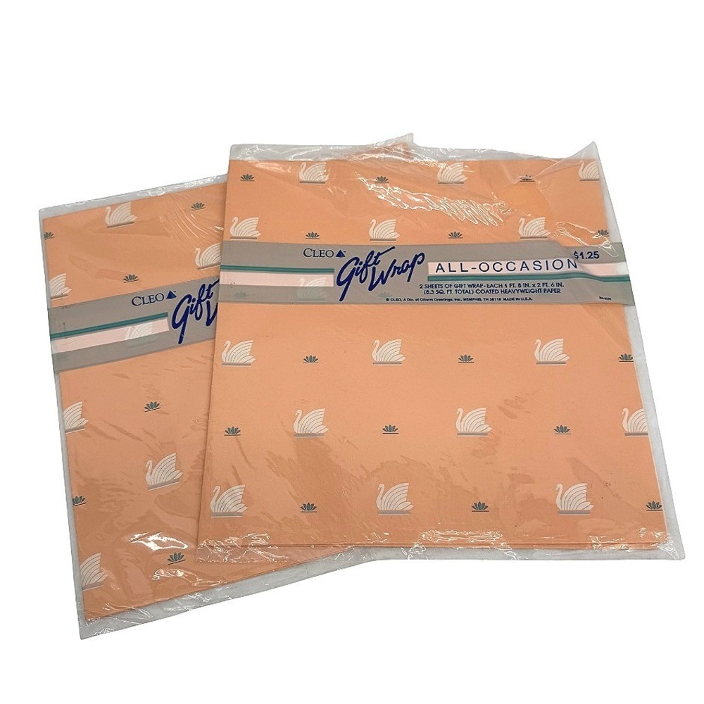 Cleo Gift Wrap Wrapping Paper Sheets All Occasion Swan VTG Ephemera Lot of 2